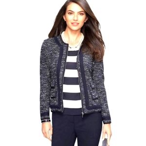 Talbots Navy Knit Zip-up Jacket Size 4